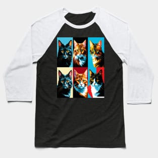 Pop Art Cat Portraits Baseball T-Shirt